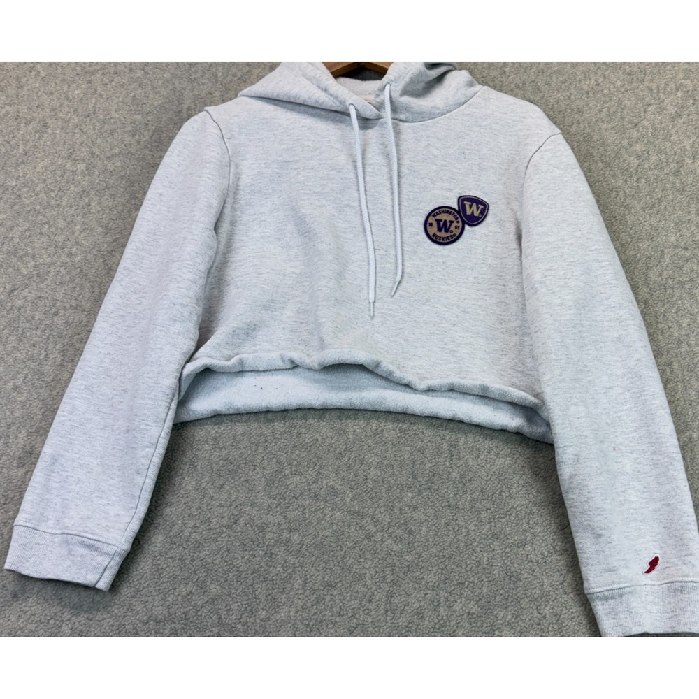 League Womens University Of Washington Huskies Cropped Hoodie Heather Gray Small